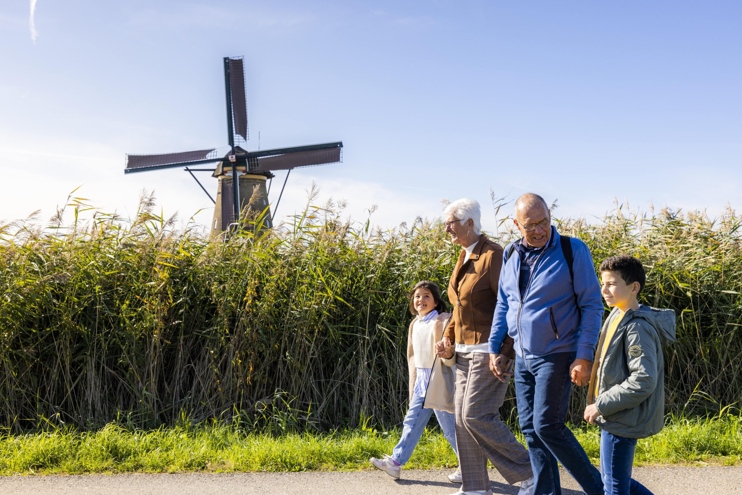 Bezoek kinderen, opa & oma, Werelderfgoed Kinderdijk gezin